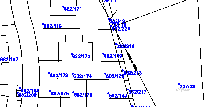 Parcela st. 682/119 v KÚ Průhonice, Katastrální mapa