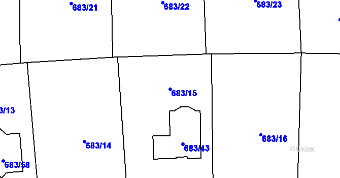 Parcela st. 683/15 v KÚ Průhonice, Katastrální mapa