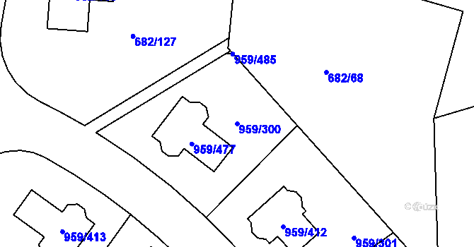 Parcela st. 959/300 v KÚ Průhonice, Katastrální mapa