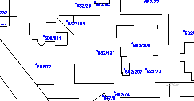 Parcela st. 682/131 v KÚ Průhonice, Katastrální mapa