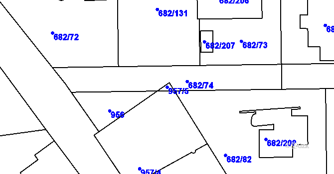 Parcela st. 957/5 v KÚ Průhonice, Katastrální mapa