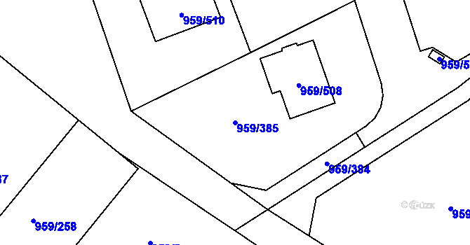 Parcela st. 959/385 v KÚ Průhonice, Katastrální mapa
