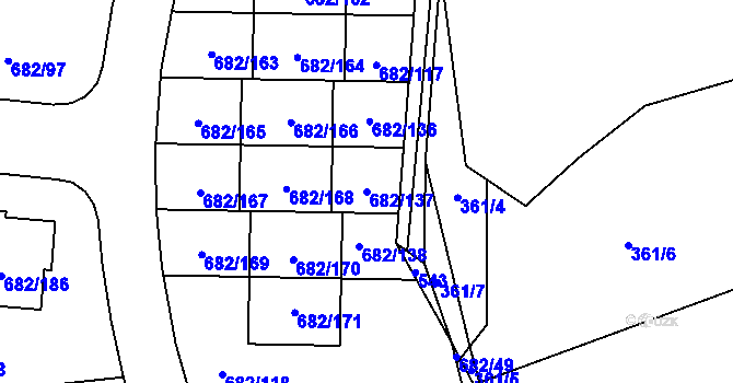 Parcela st. 682/137 v KÚ Průhonice, Katastrální mapa