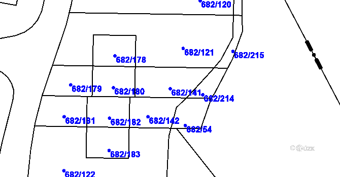 Parcela st. 682/141 v KÚ Průhonice, Katastrální mapa