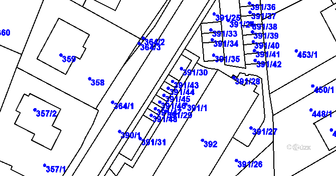 Parcela st. 391/44 v KÚ Průhonice, Katastrální mapa