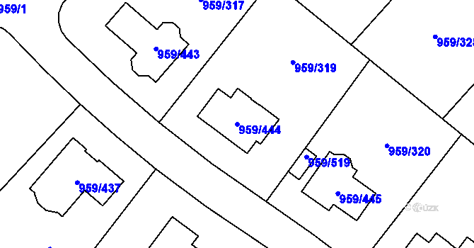 Parcela st. 959/444 v KÚ Průhonice, Katastrální mapa