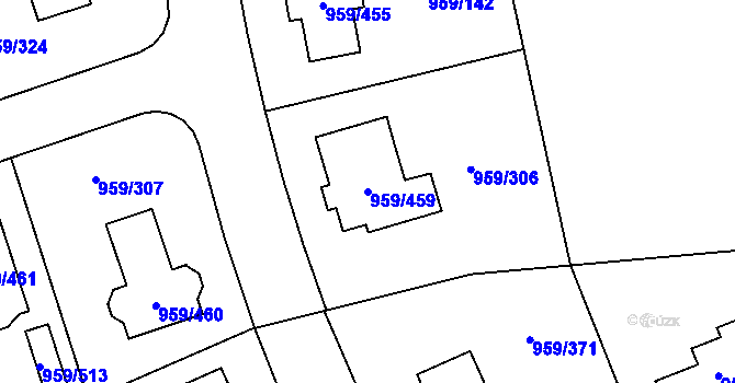 Parcela st. 959/459 v KÚ Průhonice, Katastrální mapa