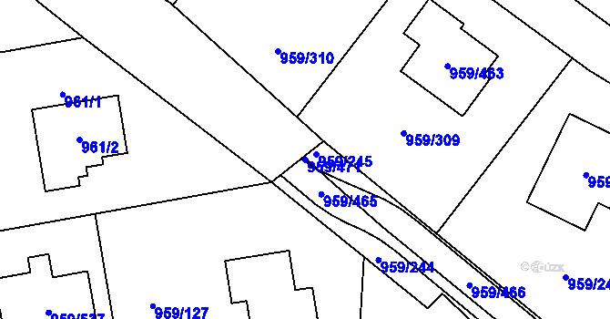 Parcela st. 959/471 v KÚ Průhonice, Katastrální mapa