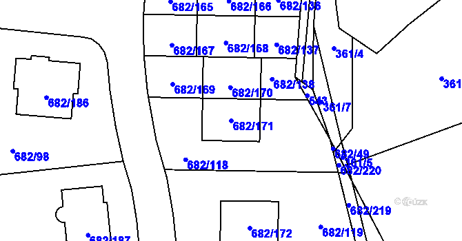 Parcela st. 682/171 v KÚ Průhonice, Katastrální mapa