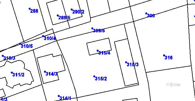 Parcela st. 315/4 v KÚ Průhonice, Katastrální mapa