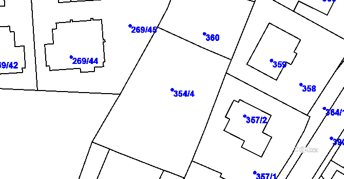 Parcela st. 354/4 v KÚ Průhonice, Katastrální mapa