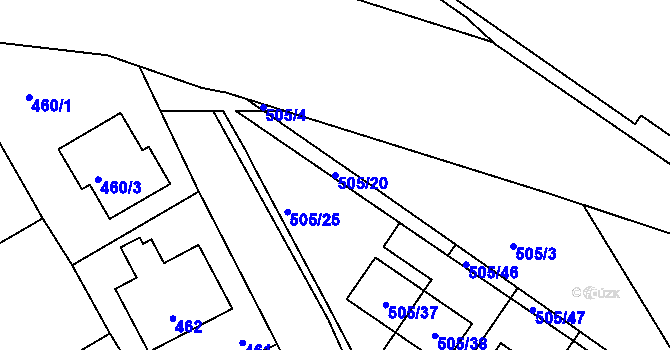 Parcela st. 505/20 v KÚ Průhonice, Katastrální mapa