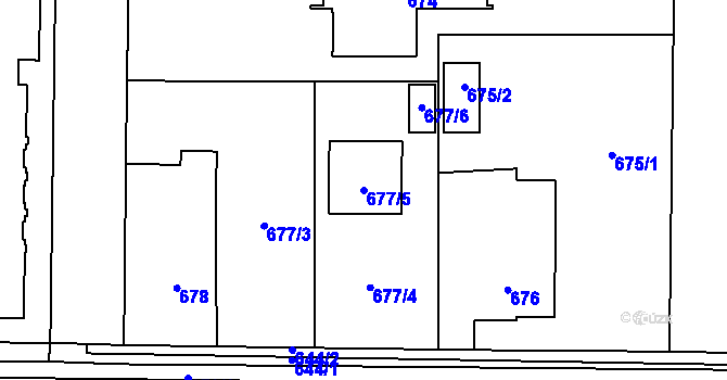 Parcela st. 677/5 v KÚ Průhonice, Katastrální mapa