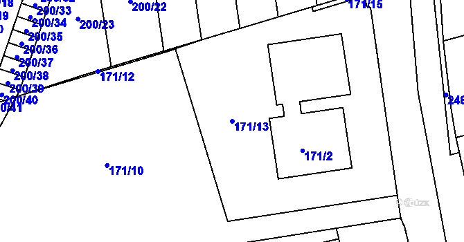 Parcela st. 171/13 v KÚ Průhonice, Katastrální mapa