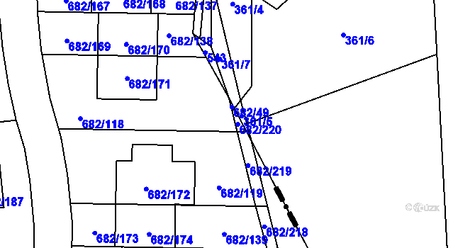 Parcela st. 682/220 v KÚ Průhonice, Katastrální mapa