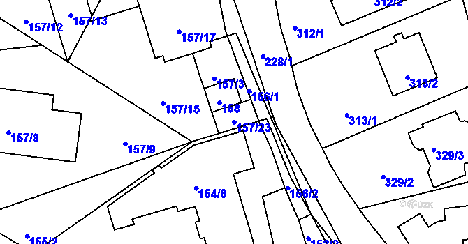 Parcela st. 157/23 v KÚ Průhonice, Katastrální mapa