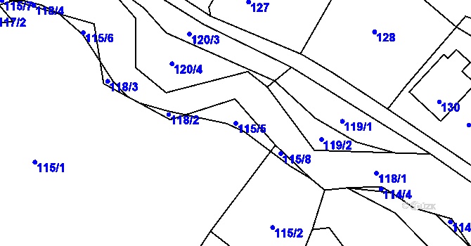 Parcela st. 115/5 v KÚ Průhonice, Katastrální mapa