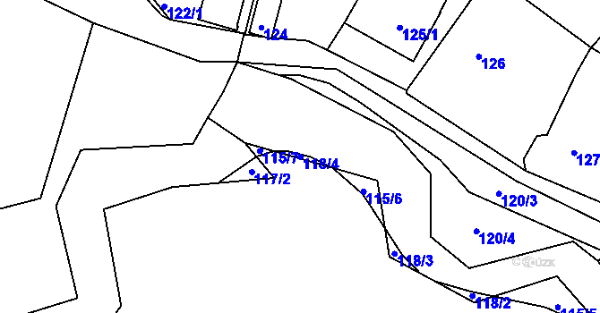 Parcela st. 118/4 v KÚ Průhonice, Katastrální mapa