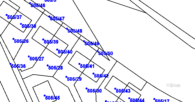 Parcela st. 505/50 v KÚ Průhonice, Katastrální mapa