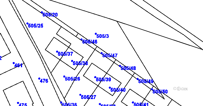 Parcela st. 505/47 v KÚ Průhonice, Katastrální mapa