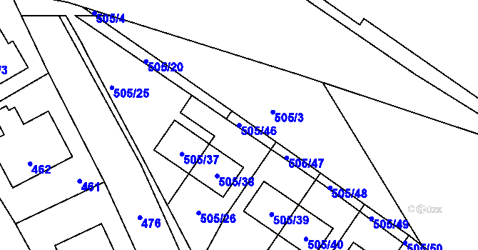 Parcela st. 505/46 v KÚ Průhonice, Katastrální mapa