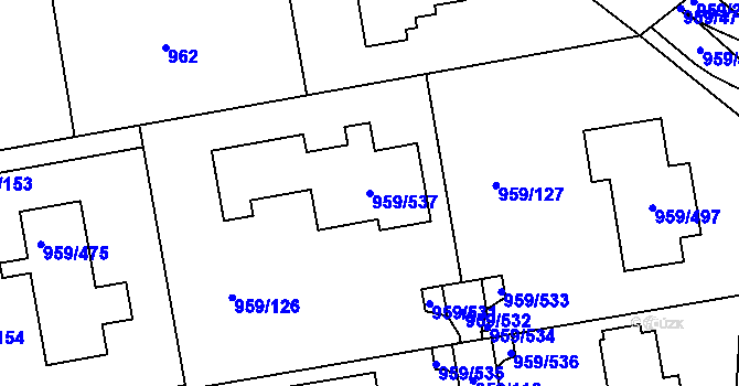 Parcela st. 959/537 v KÚ Průhonice, Katastrální mapa