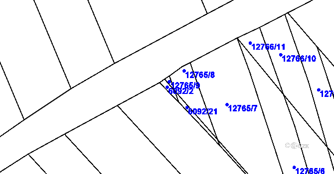 Parcela st. 6092/2 v KÚ Prusinovice, Katastrální mapa