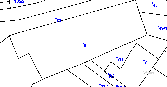 Parcela st. 6 v KÚ Prusinovice, Katastrální mapa