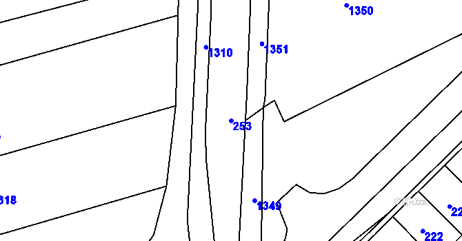 Parcela st. 253 v KÚ Prusinovice, Katastrální mapa