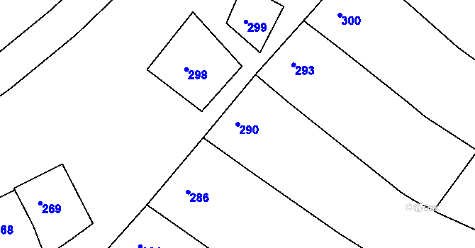 Parcela st. 290 v KÚ Prusinovice, Katastrální mapa