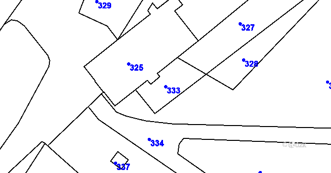 Parcela st. 333 v KÚ Prusinovice, Katastrální mapa