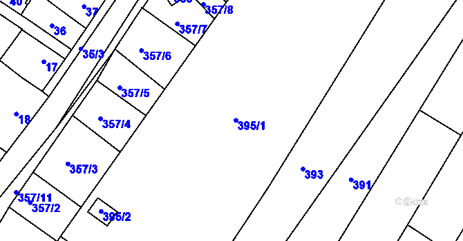 Parcela st. 395 v KÚ Prusinovice, Katastrální mapa