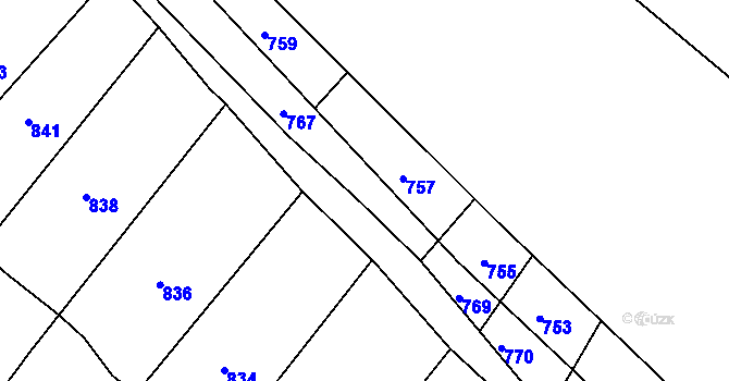 Parcela st. 768 v KÚ Prusinovice, Katastrální mapa