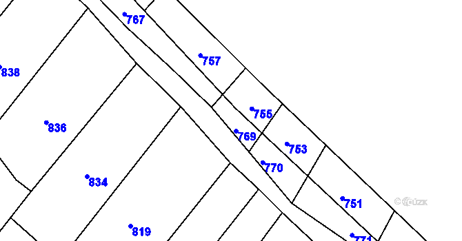 Parcela st. 769 v KÚ Prusinovice, Katastrální mapa