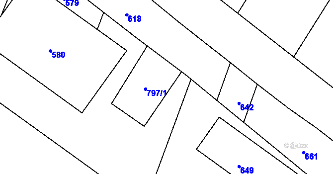 Parcela st. 797/2 v KÚ Prusinovice, Katastrální mapa