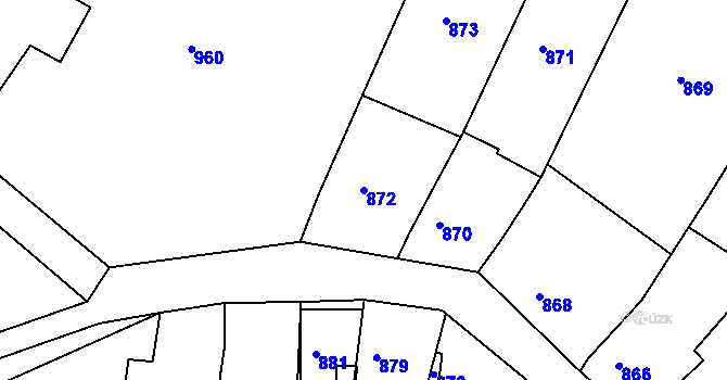 Parcela st. 872 v KÚ Prusinovice, Katastrální mapa