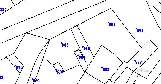 Parcela st. 984 v KÚ Prusinovice, Katastrální mapa