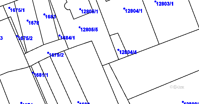 Parcela st. 12805/3 v KÚ Prusinovice, Katastrální mapa