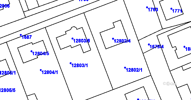 Parcela st. 12803/4 v KÚ Prusinovice, Katastrální mapa
