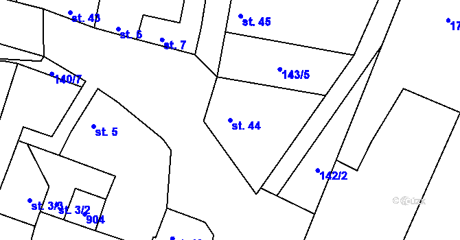Parcela st. 44 v KÚ Boškůvky, Katastrální mapa