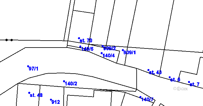 Parcela st. 140/4 v KÚ Boškůvky, Katastrální mapa