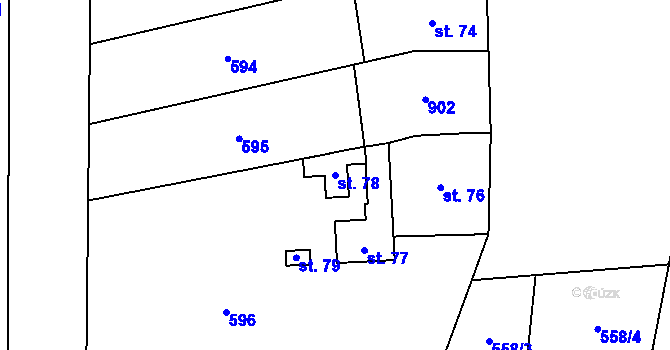 Parcela st. 78 v KÚ Boškůvky, Katastrální mapa