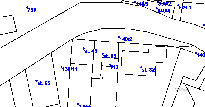 Parcela st. 85 v KÚ Boškůvky, Katastrální mapa