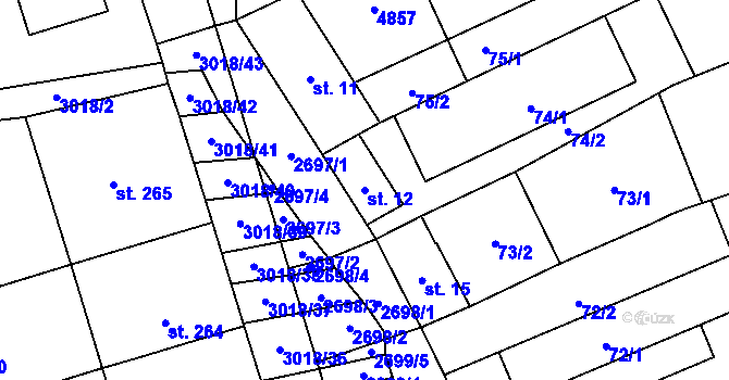 Parcela st. 12 v KÚ Moravské Prusy, Katastrální mapa