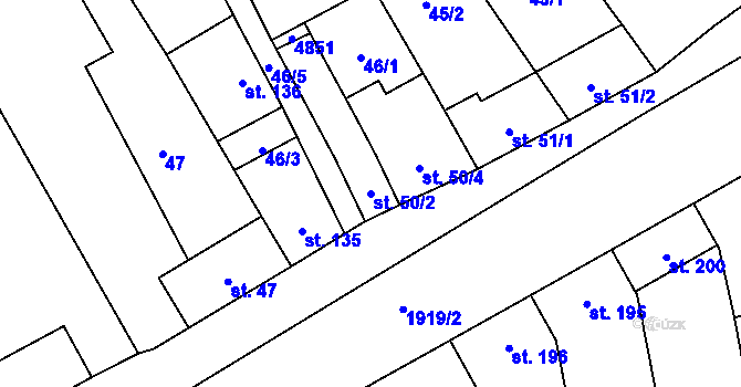Parcela st. 50/2 v KÚ Moravské Prusy, Katastrální mapa