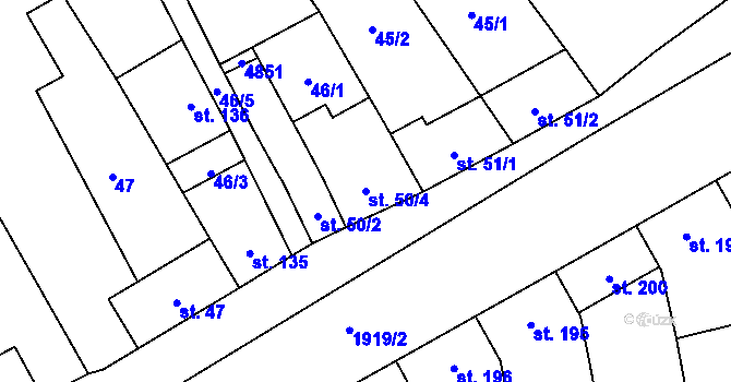 Parcela st. 50/4 v KÚ Moravské Prusy, Katastrální mapa