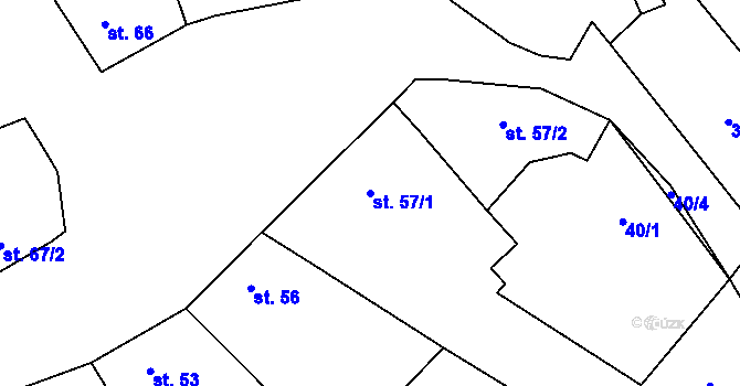 Parcela st. 57/1 v KÚ Moravské Prusy, Katastrální mapa