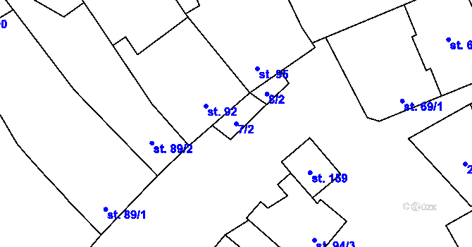 Parcela st. 7/2 v KÚ Moravské Prusy, Katastrální mapa