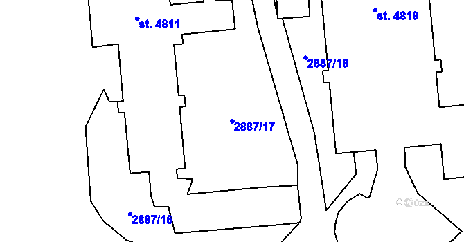Parcela st. 2887/17 v KÚ Moravské Prusy, Katastrální mapa