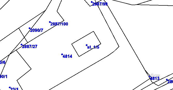 Parcela st. 1/5 v KÚ Moravské Prusy, Katastrální mapa
